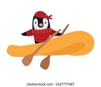 sailor penguin in boat character
