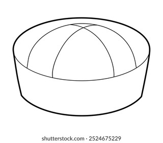 Sailor Pillbox shape Hat. Head Fashion accessory cap clothing technical illustration. Vector headgear for Men, women, unisex style, flat template CAD mockup sketch outline isolated