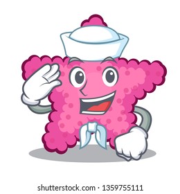 Sailor pink starfish isolated with the cartoon