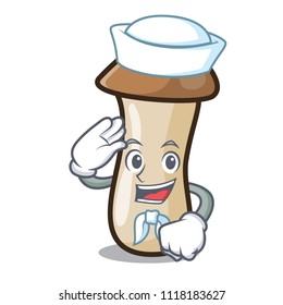 Sailor pleurotus eryngii mushroom character cartoon