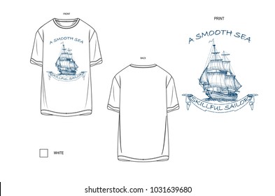 sailor printed men t shirt vector illustration