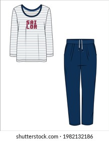 Sailor Printed Striped Tshirt and Trouser