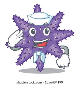 Sailor purple starfish isolated with the mascot
