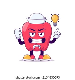 Sailor red bell pepper cartoon mascot character vector illustration design