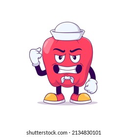 Sailor red bell pepper cartoon mascot character vector illustration design