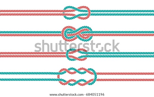 Sailor rope knot dividers and borders set.\
Nautical infinity sign. Tying the Knot concept. Graphic design\
element. Wedding invitations, baby shower, birthday card,\
scrapbooking. Vector\
illustration
