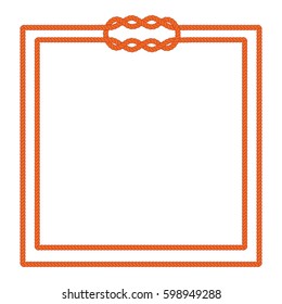 Sailor rope knot picture frame. Blank poster template with nautical border. Graphic design element. Wedding invitation, baby shower, birthday card, scrapbooking. Isolated vector illustration.