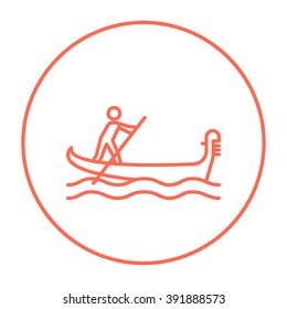 Sailor rowing boat line icon.