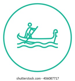 Icono de la línea del barco de remo de marinero.