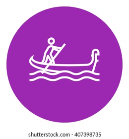 Sailor rowing boat line icon.