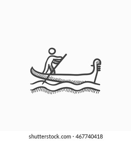 Sailor rowing boat vector sketch icon isolated on background. Hand drawn Sailor rowing boat icon. Sailor rowing boat sketch icon for infographic, website or app.