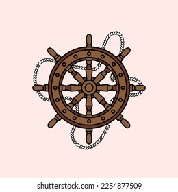 Sailor rudder. Pirate. Rudder. Rope. Sea concept. Wood. Free vector