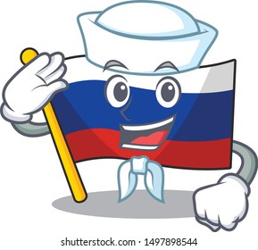 Sailor russian mascot flag shaped on character
