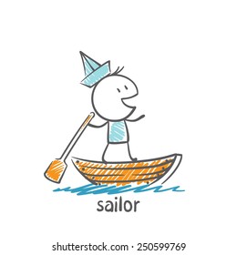 sailor sailing boat illustration