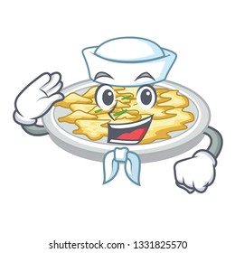 Sailor scrambled egg put above cartoon plate