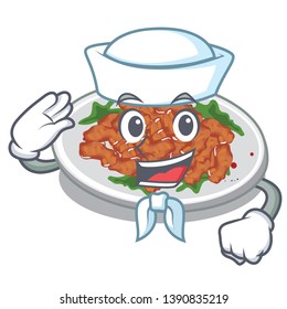 Sailor sesame chicken served on mascot plate
