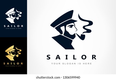sailor, ship captain logo vector