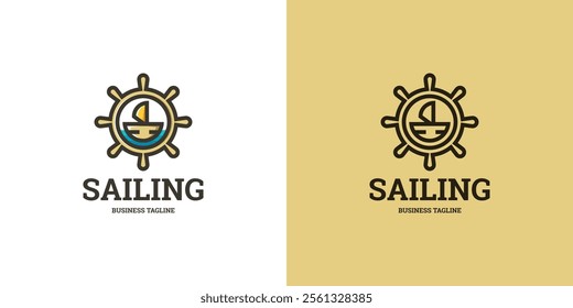 sailor ship vector logo design