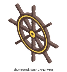 Sailor ship wheel icon. Isometric of sailor ship wheel vector icon for web design isolated on white background