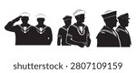 Sailor Silhouette Vector – Two Mariners with Ship Wheel and Map Nautical Illustration