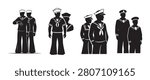Sailor Silhouette Vector – Two Mariners with Ship Wheel and Map Nautical Illustration