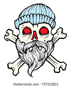 sailor skull cross bones hand drawn vector