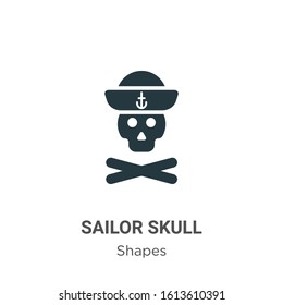 Sailor skull glyph icon vector on white background. Flat vector sailor skull icon symbol sign from modern shapes collection for mobile concept and web apps design.