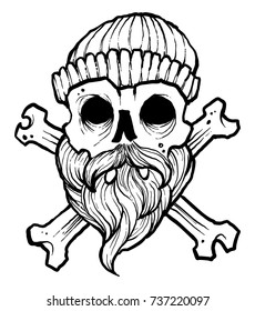 sailor skull hand drawn vector