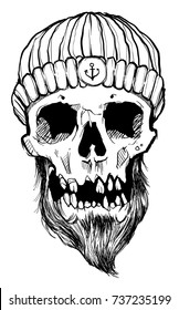 sailor skull hand drawn vector