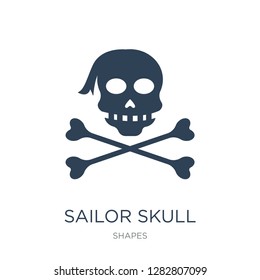 sailor skull icon vector on white background, sailor skull trendy filled icons from Shapes collection, sailor skull vector illustration