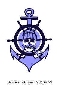 sailor skull logo signs on white background