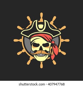 sailor skull logo signs on a black background
