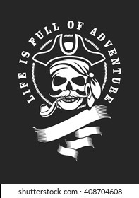 sailor skull logo signs on a black background