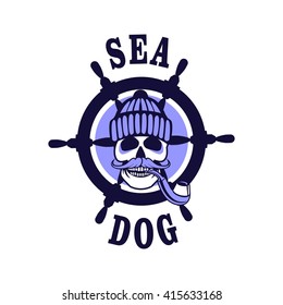 sailor skull logo signs on white background