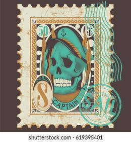 Sailor skull on a stamp