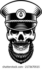 Sailor Skull Vector Illustration On White Background