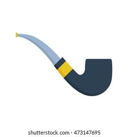 Sailor smoking pipe vector illustration. Gentleman tobacco pipe flat design icon. Captain smoking tube isolated on white background.

