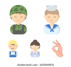 Sailor, soldier, scientist, builder.Profession set collection icons in cartoon style vector symbol stock illustration web.