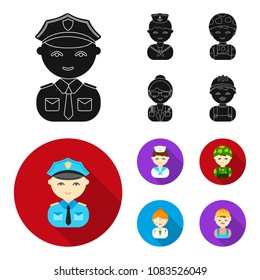 Sailor, soldier, scientist, builder.Profession set collection icons in black, flat style vector symbol stock illustration web.