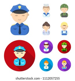Sailor, soldier, scientist, builder.Profession set collection icons in cartoon,flat style vector symbol stock illustration web.