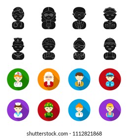 Sailor, soldier, scientist, builder.Profession set collection icons in black,flet style vector symbol stock illustration web.