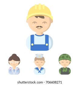 Sailor, soldier, scientist, builder.Profession set collection icons in cartoon style vector symbol stock illustration web.