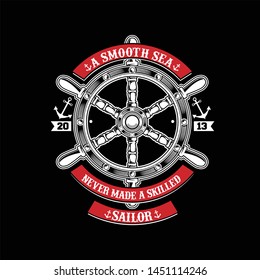 sailor steering ship vector art