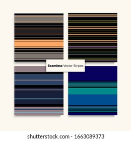 Sailor Stripes Seamless Design Set. Funky Fashion Background Male Female Childrens Seamless Stripes Pattern. Swimming Suit Lines Vintage Lines Endless Texture. Spring Winter Trendy Fashion Print.