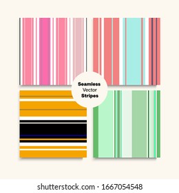 Sailor Stripes Seamless Design Set. Elegant Fashion Background Female Male Childrens Seamless Stripes Texture. Spring Summer Vintage Fashion Textile. Modern Lines Endless Pattern. Swimming Suit Lines