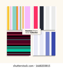 Sailor Stripes Seamless Design Set. Hipster Lines Endless Texture. Funky Fashion Background Business Suit Lines Childrens Female Male Seamless Stripes Pattern. Spring Summer Vintage Fashion Textile.