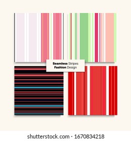 Sailor Stripes Seamless Design Set. Vintage Lines Endless Texture. Childrens Male Female Seamless Stripes Pattern. Swimming Suit Lines Hipster Fashion Background Spring Winter Modern Fashion Fabric.