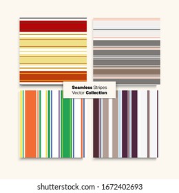 Sailor Stripes Seamless Design Set. Modern Lines Endless Pattern. Winter Spring Funky Fashion Textile.  