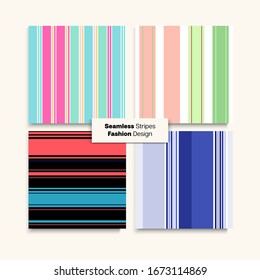 Sailor Stripes Seamless Design Set. Vintage Lines Endless Pattern. Training Suit Lines Autumn Summer Modern Fashion Textile. Childrens Female Male Seamless Stripes Texture. Hipster Fashion Background