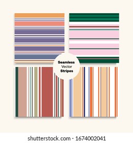 Sailor Stripes Seamless Design Set. Swimming Suit Lines Elegant Lines Endless Pattern. Vintage Fashion Background Spring Summer Hipster Fashion Fabric. Female Childrens Male Seamless Stripes Texture.